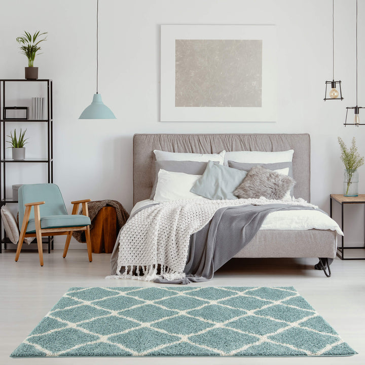 Myshaggy Collection Rugs Moroccan Design in Duck Egg Blue | 385DB