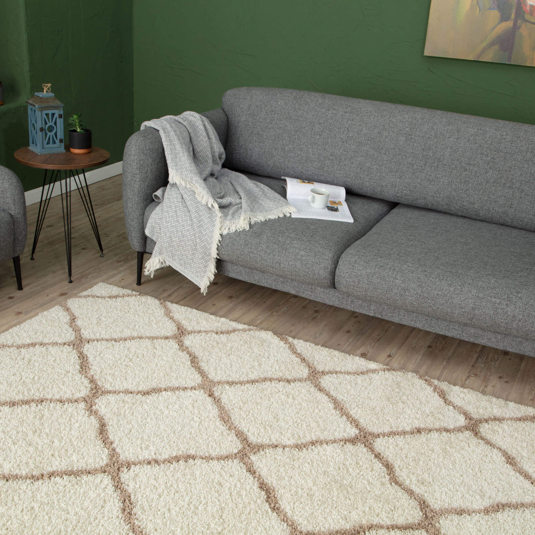 Myshaggy Collection Rugs Moroccan Design in Ivory Beige | 385 IB