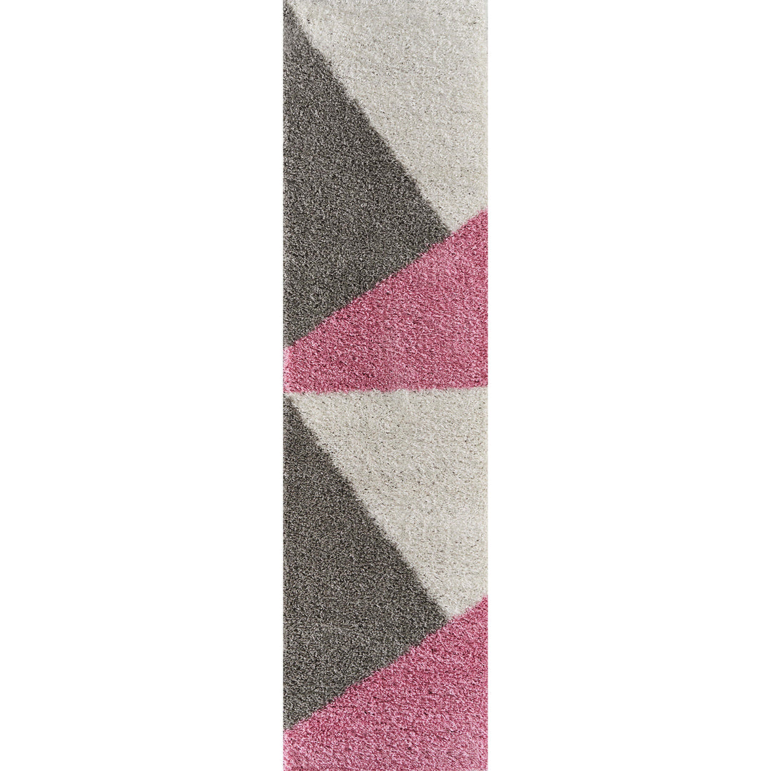 Shaggy Rug Geometric Design In Pink | The Rugs