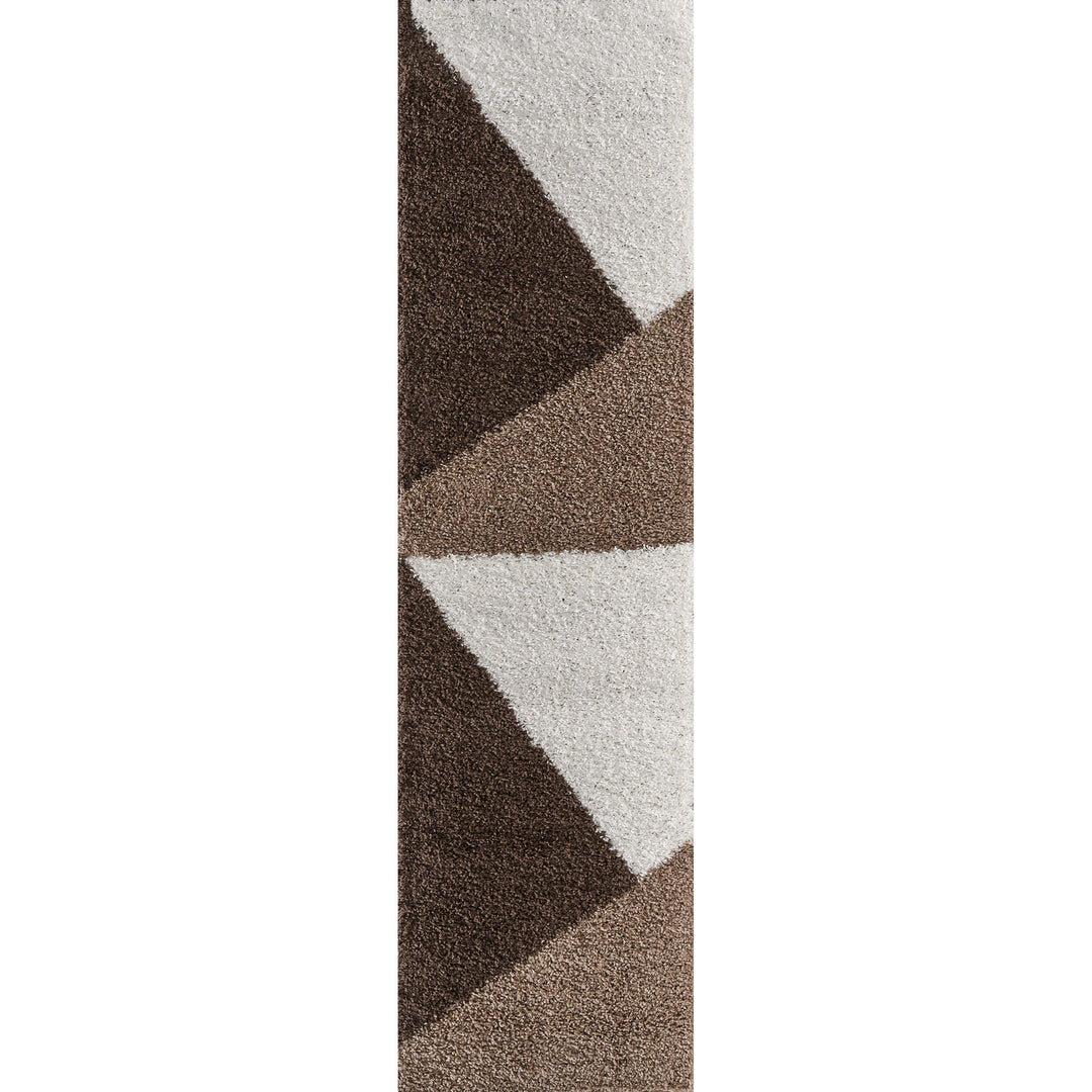 Shaggy Rug Geometric Design Brown | The Rugs