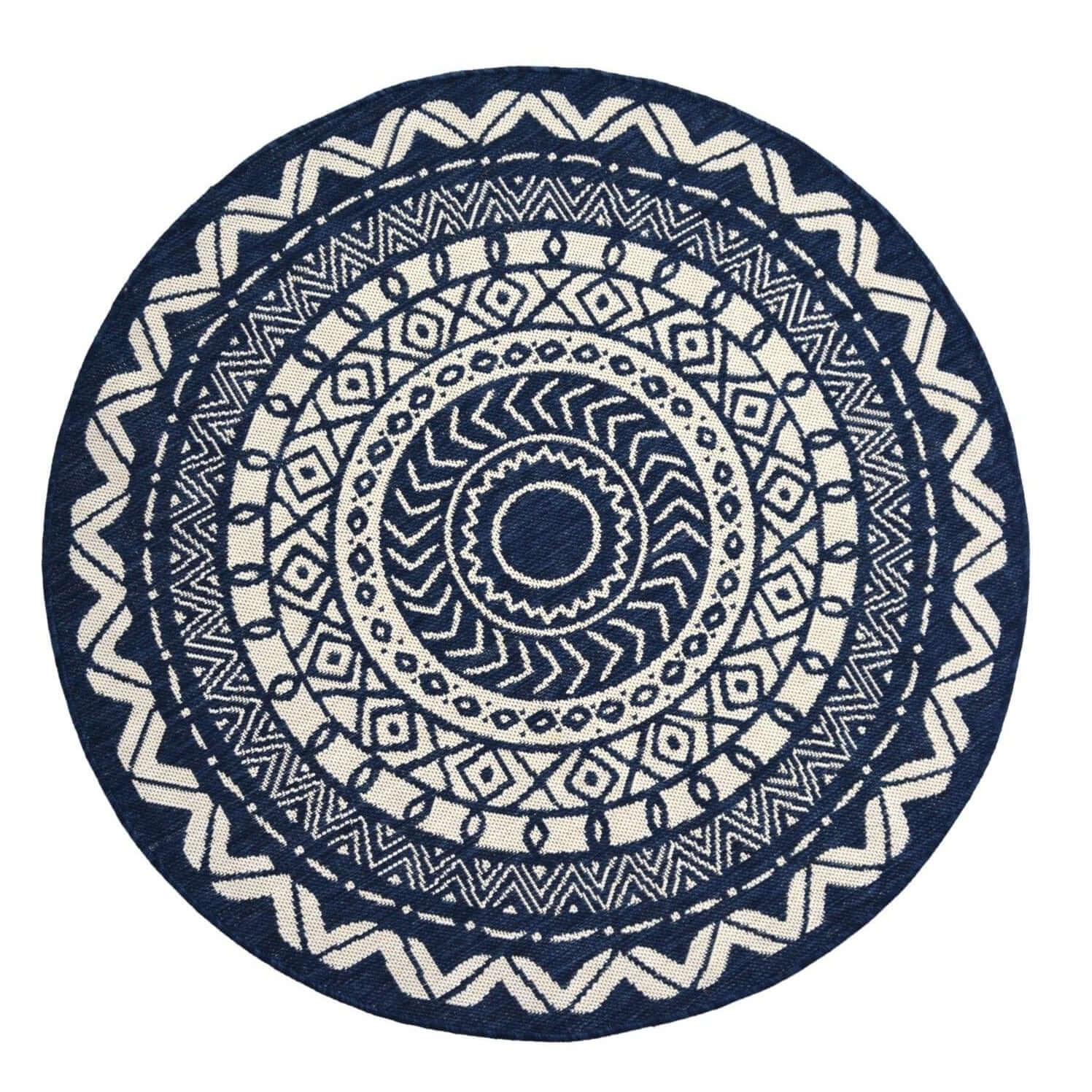 The Rugs County Blue Circle Rug - Quality Indoor Outdoor