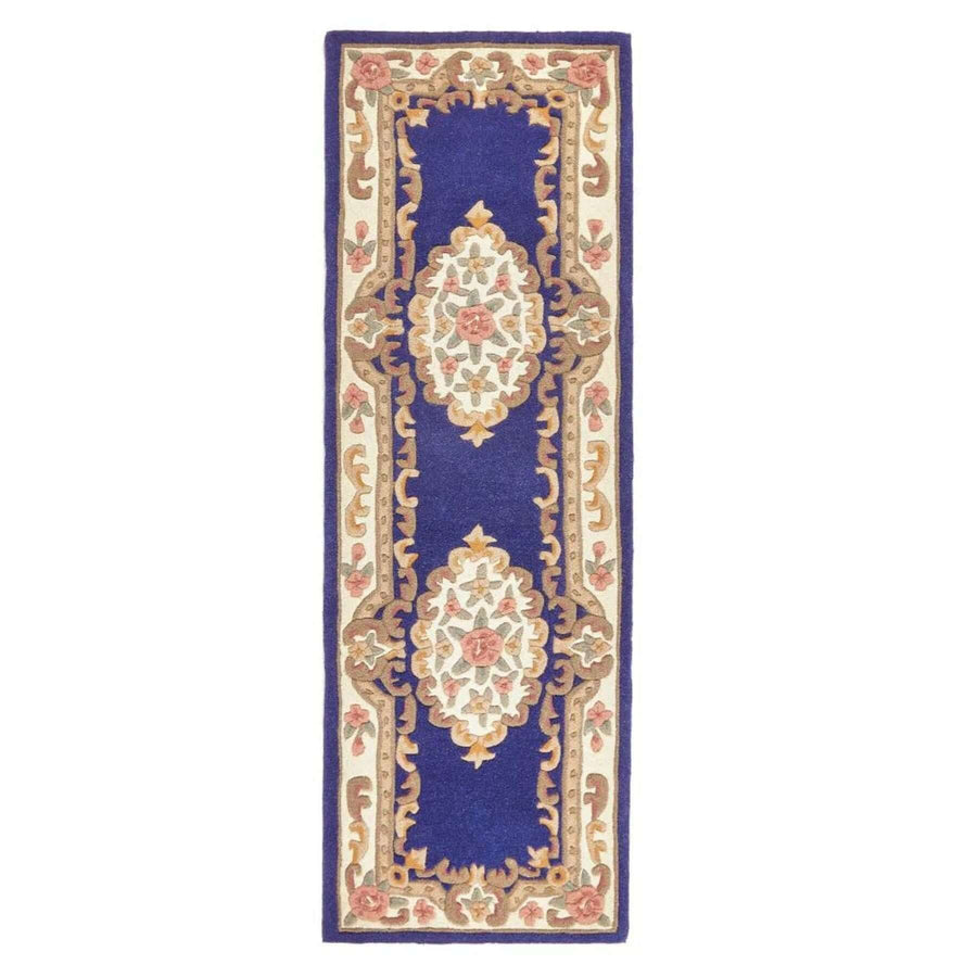 Shensi Navy Medallion Rug | Traditional Hand-Tufted Wool Rug