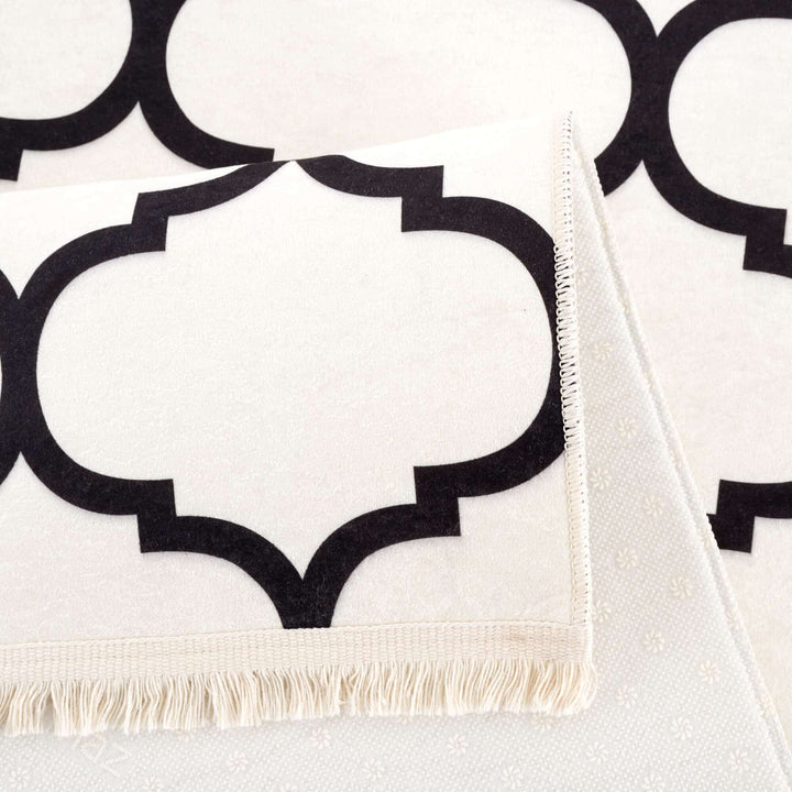 Machine Washable Moroccan Design Rug in White | The Rugs