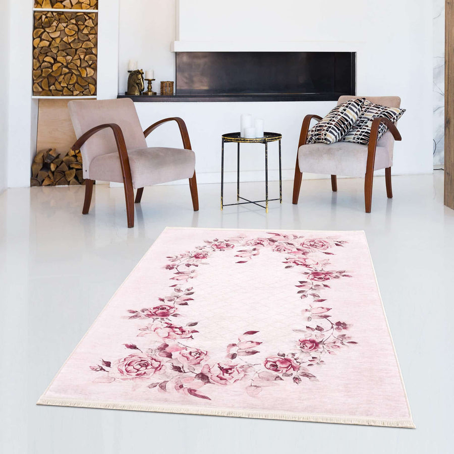 Caimas Collection Washable Rugs in Pink | 2995 - The Rugs