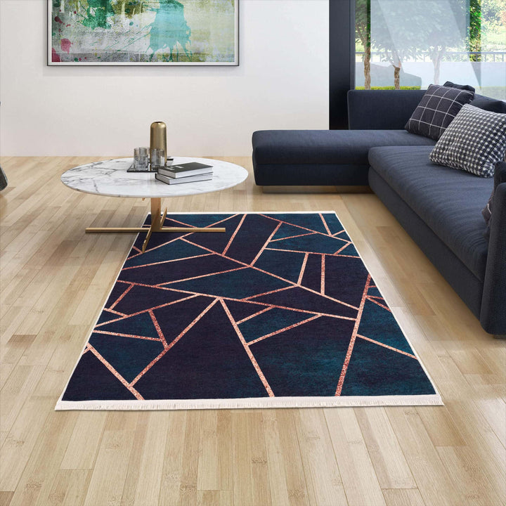 Caimas Collection Washable Rugs in Blue | 5800B - The Rugs