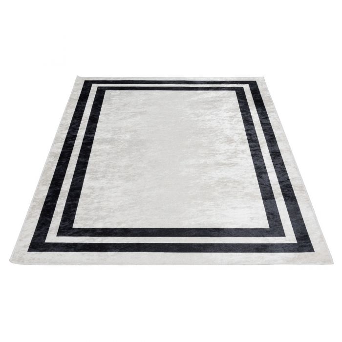 Caimas Collection Washable Rugs in Black & White | 2970BW - The Rugs