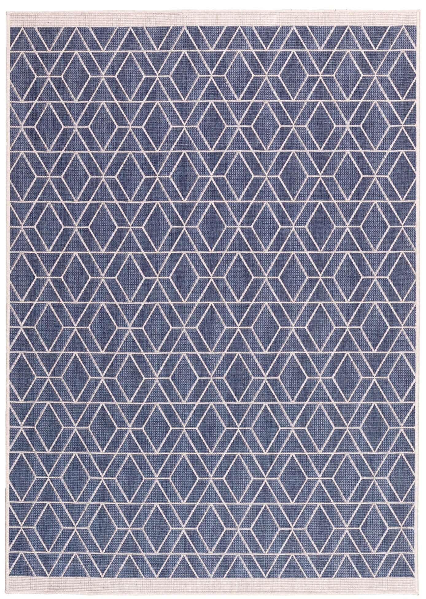 Trailing Leaves Design Reversible Outdoor Rug in Grey & Blue