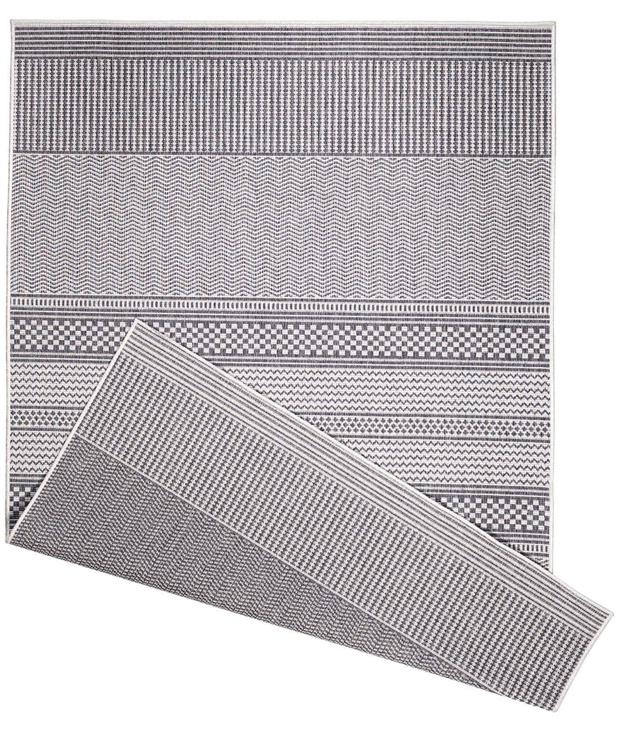 Fine Line Design Reversible Outdoor Rug in Grey & Orange