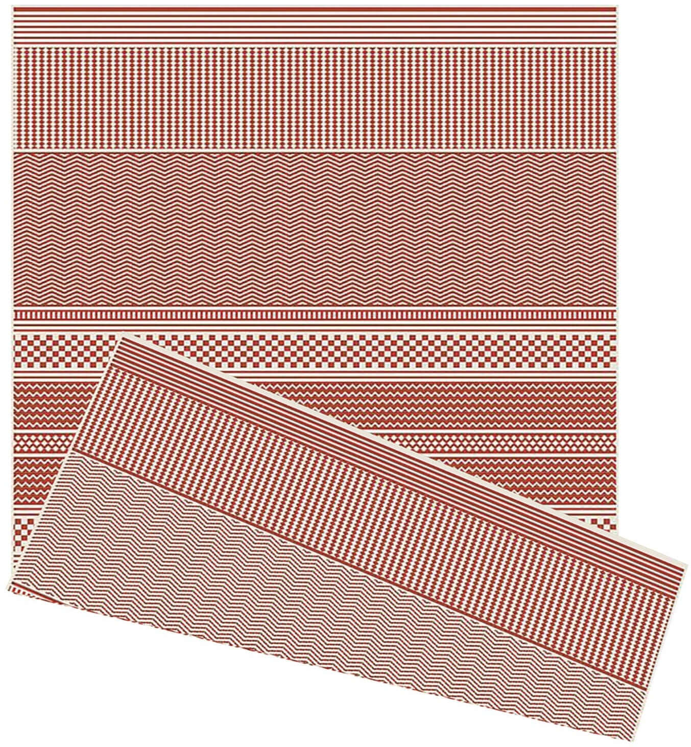 Fine Line Design Reversible Outdoor Rug in Grey & Orange