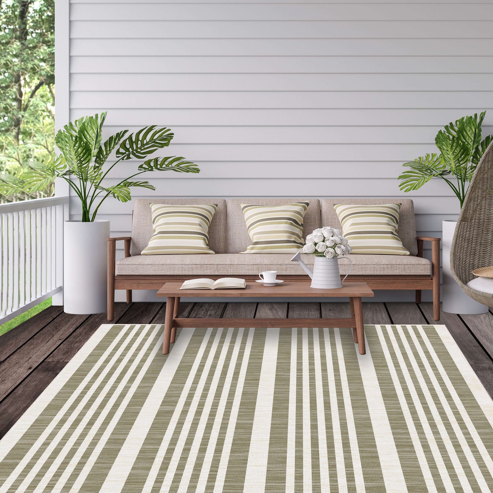 Duo Weave Outdoor Rug: Modern Stripes for Stylish Spaces