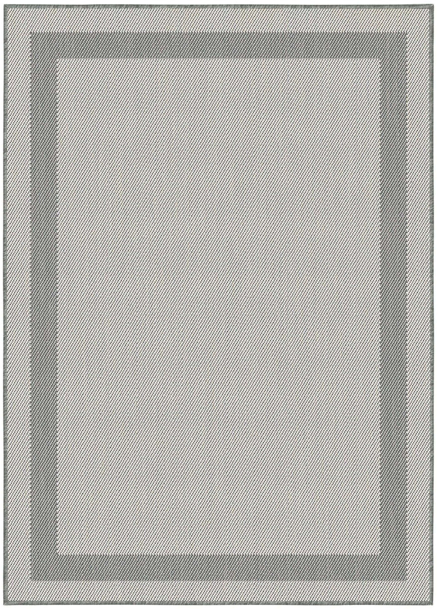Bordered Design Reversible Outdoor Rug in Grey & Orange