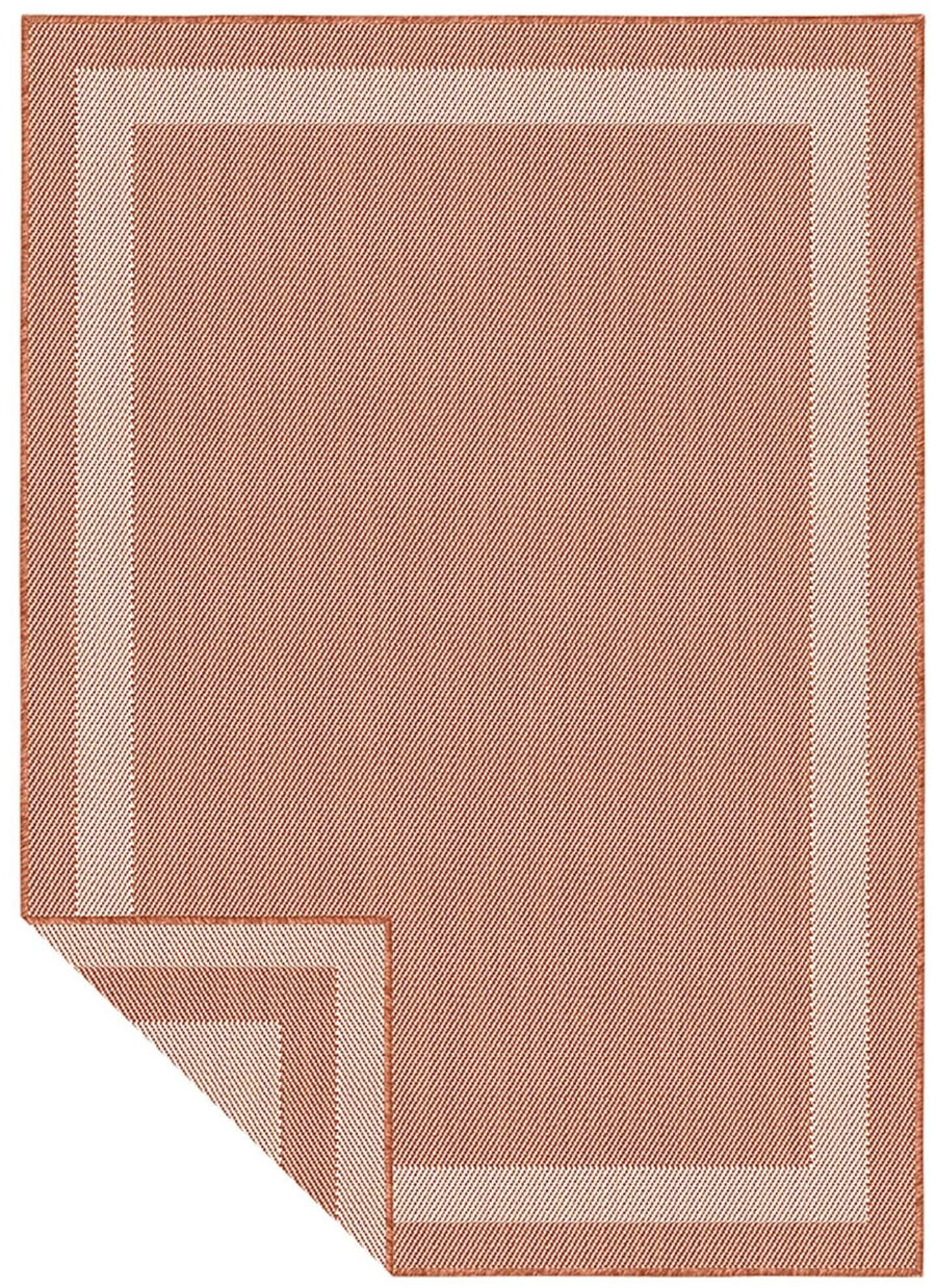 Bordered Design Reversible Outdoor Rug in Grey & Orange