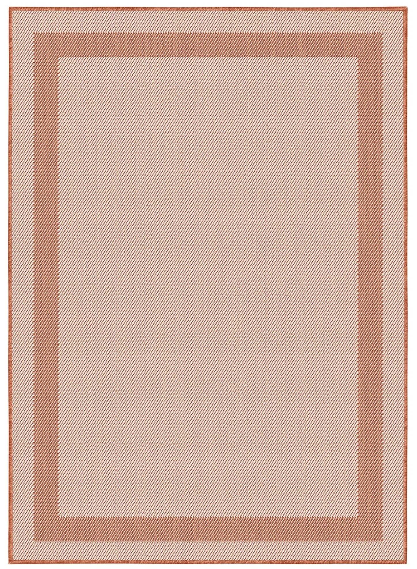 Bordered Design Reversible Outdoor Rug in Grey & Orange
