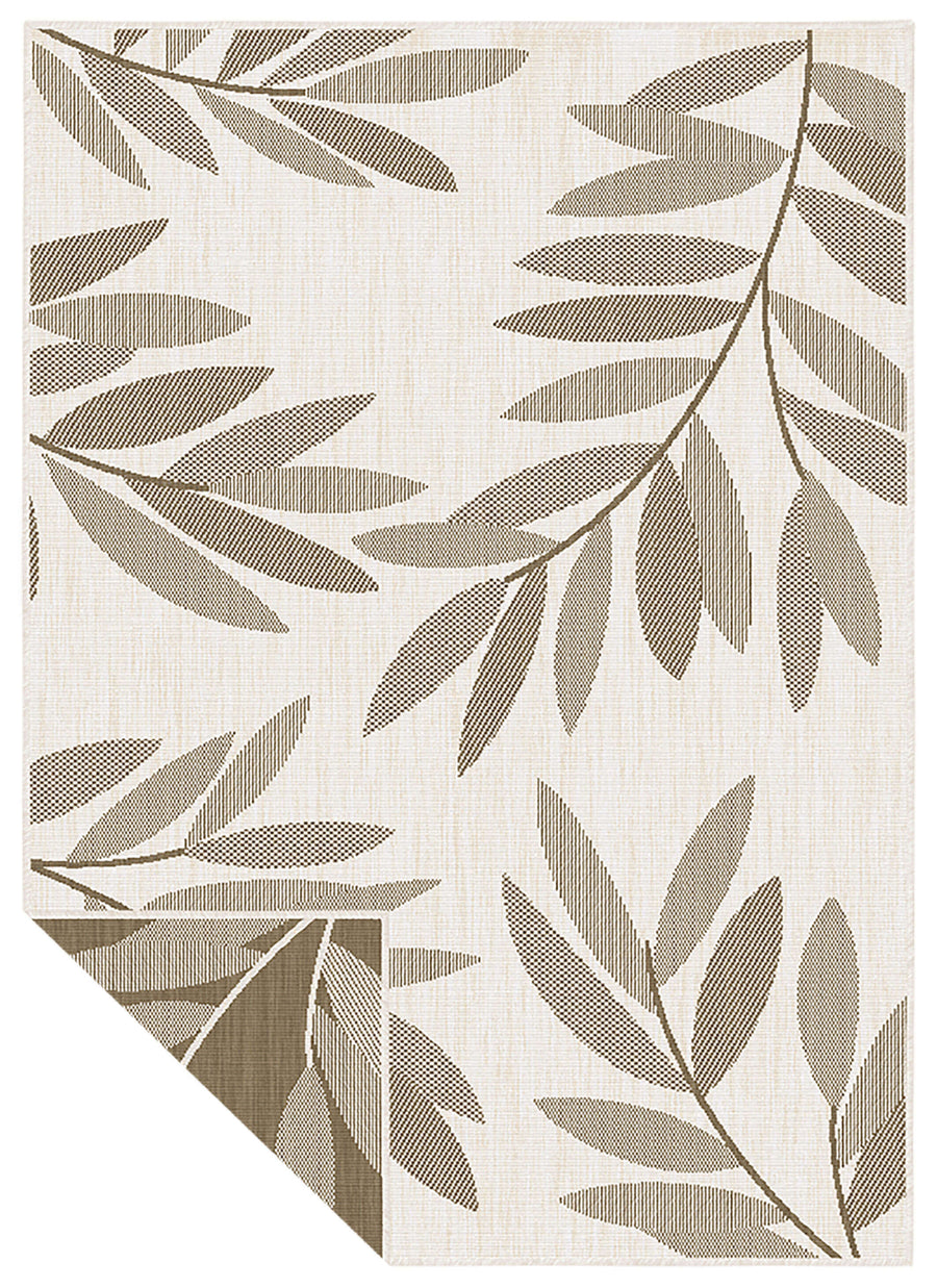 Trailing Leaves Design Reversible Outdoor Rug in Green & Brown