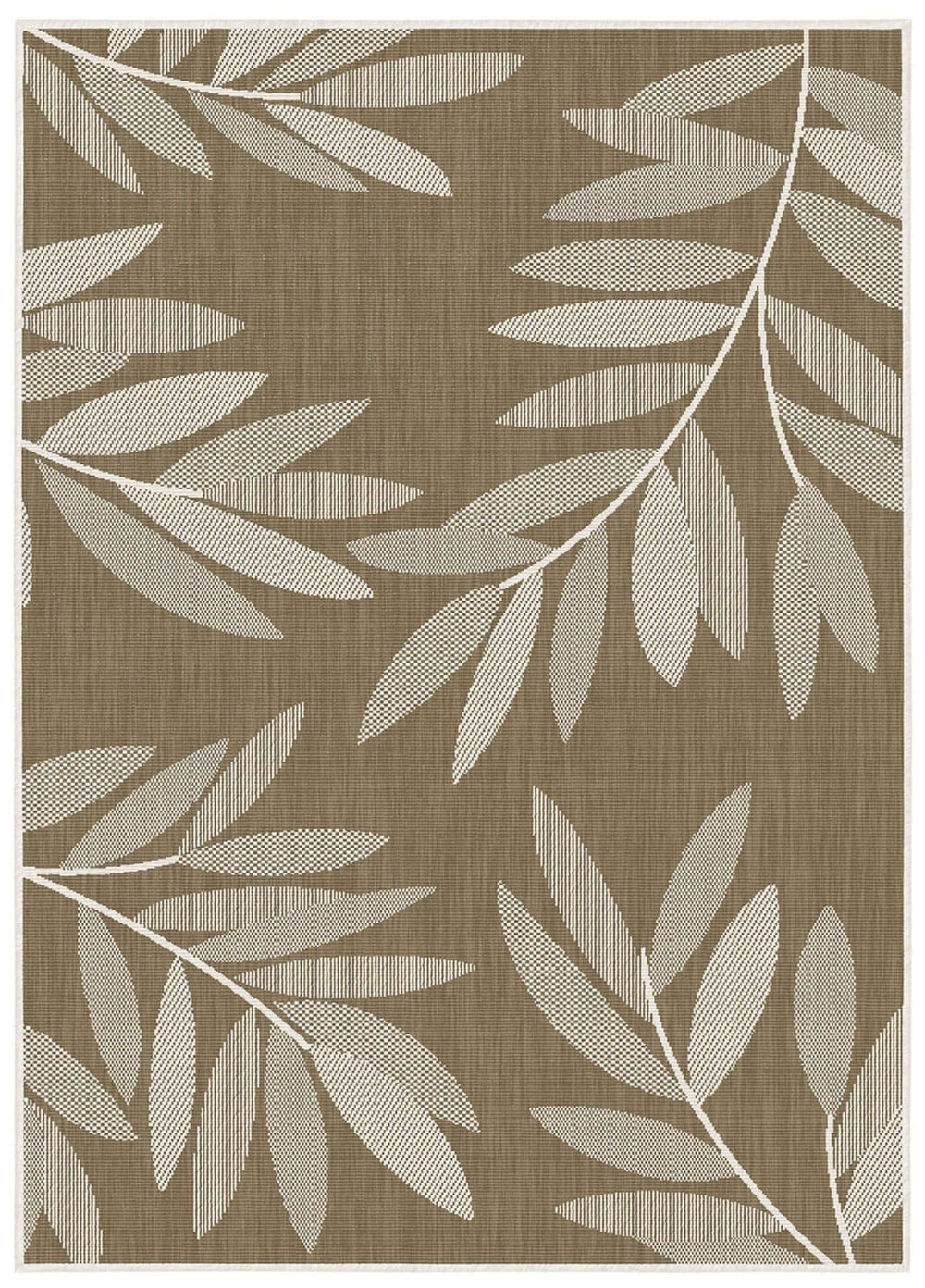 Trailing Leaves Design Reversible Outdoor Rug in Green & Brown