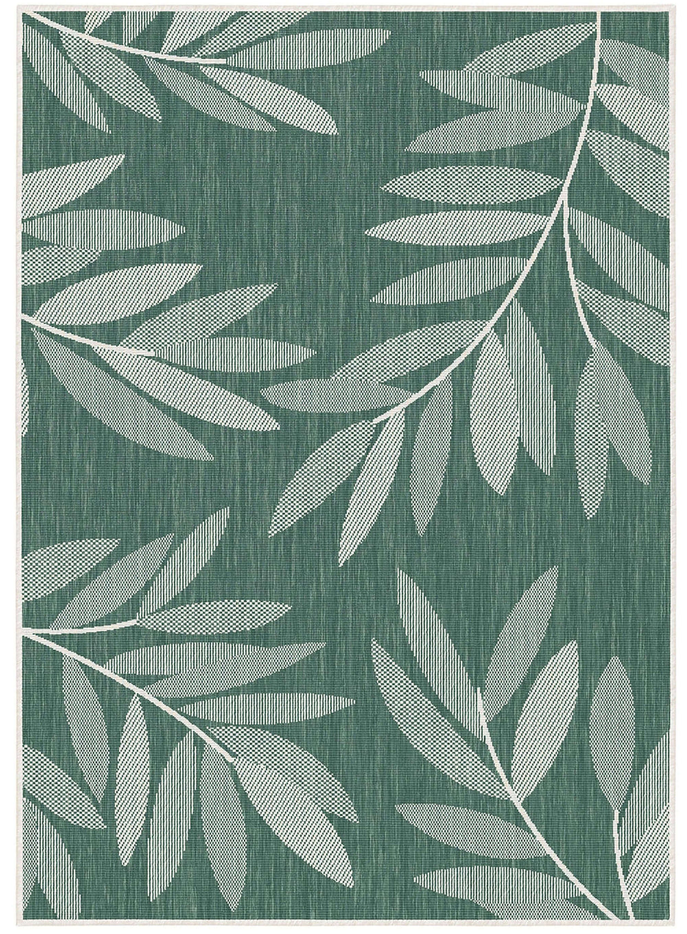 Trailing Leaves Design Reversible Outdoor Rug in Green & Brown