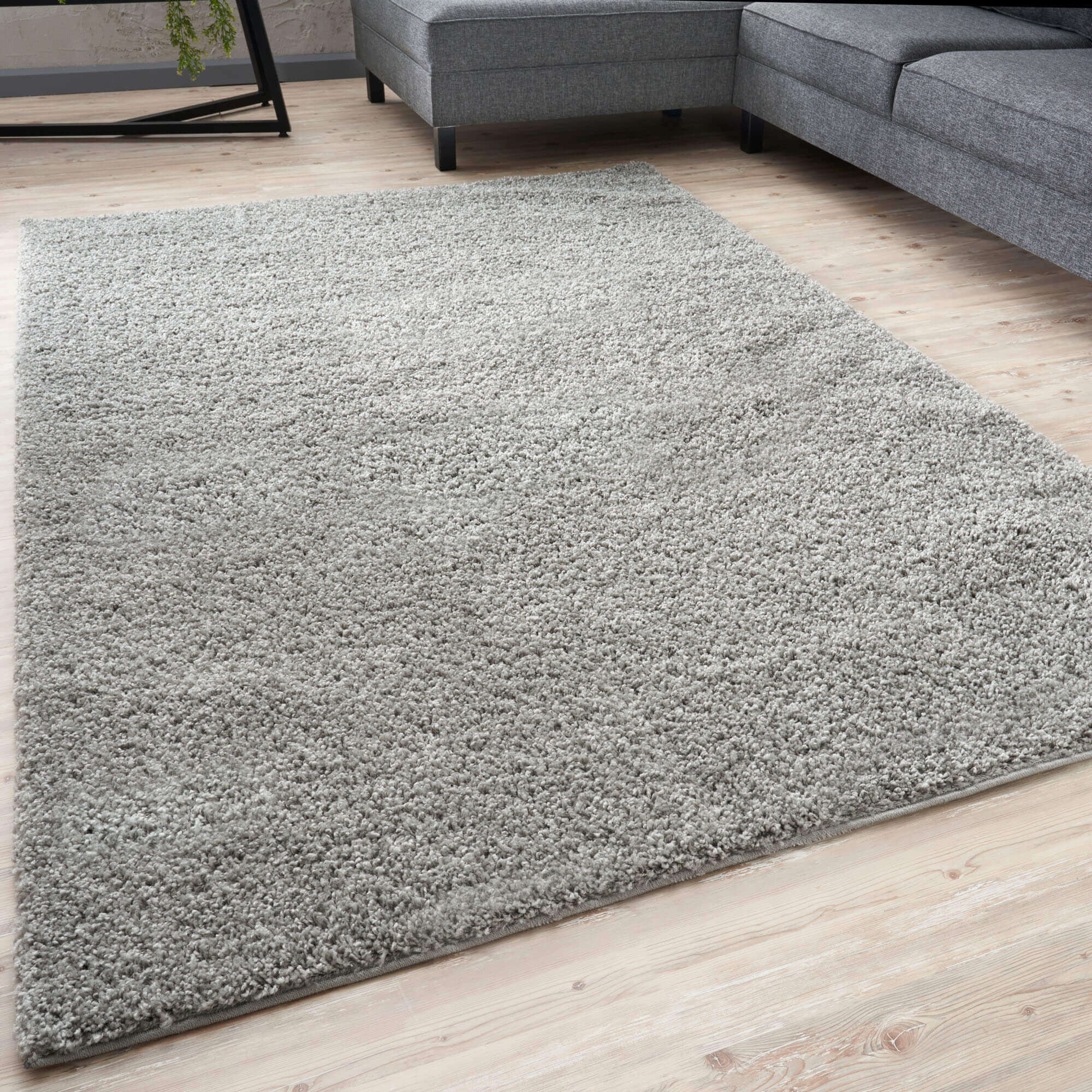 Premium Shaggy Rug Plain Grey Rectangle Shape | The Rugs