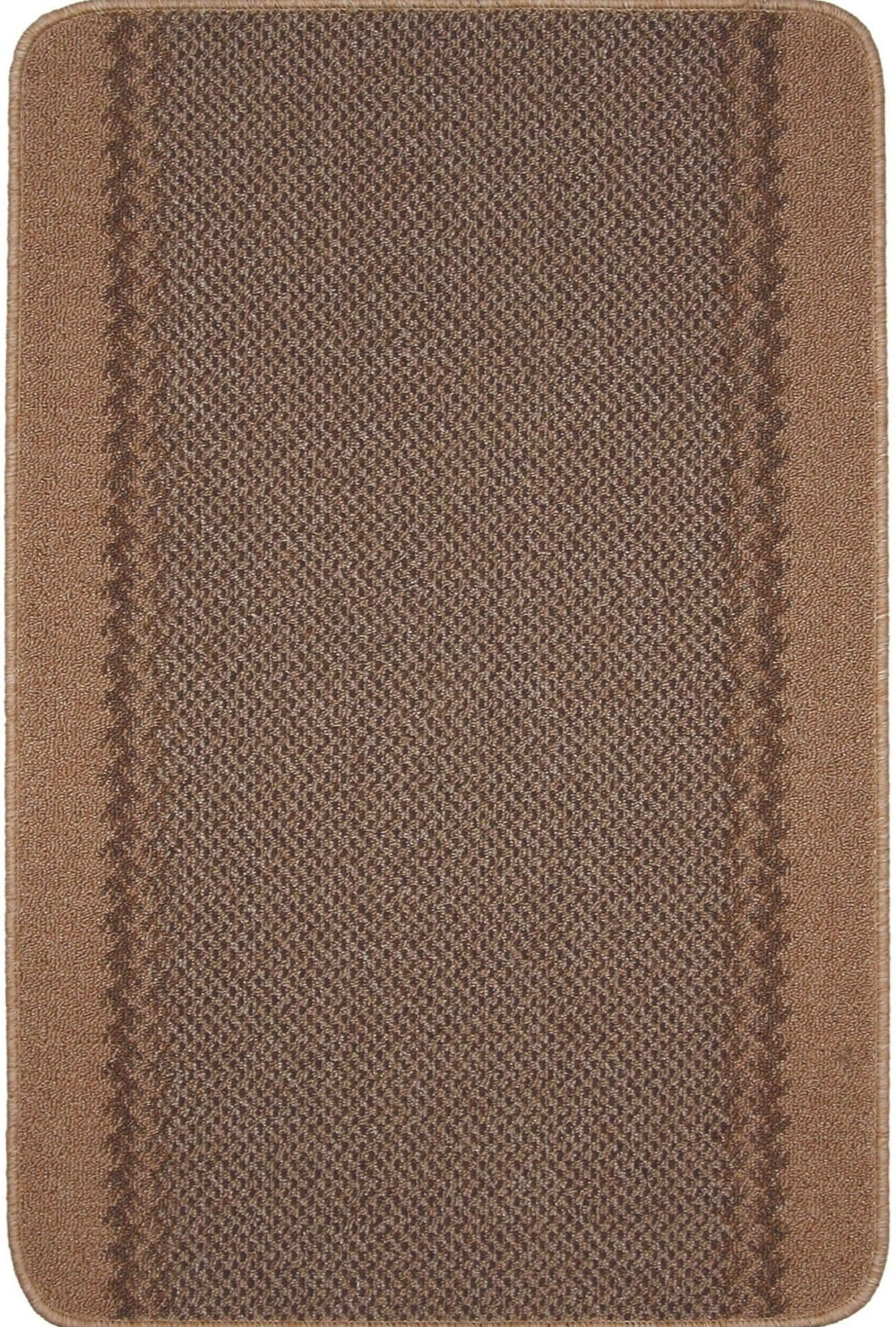 Machine Washable Designer Mats Bordered Line Design Beige