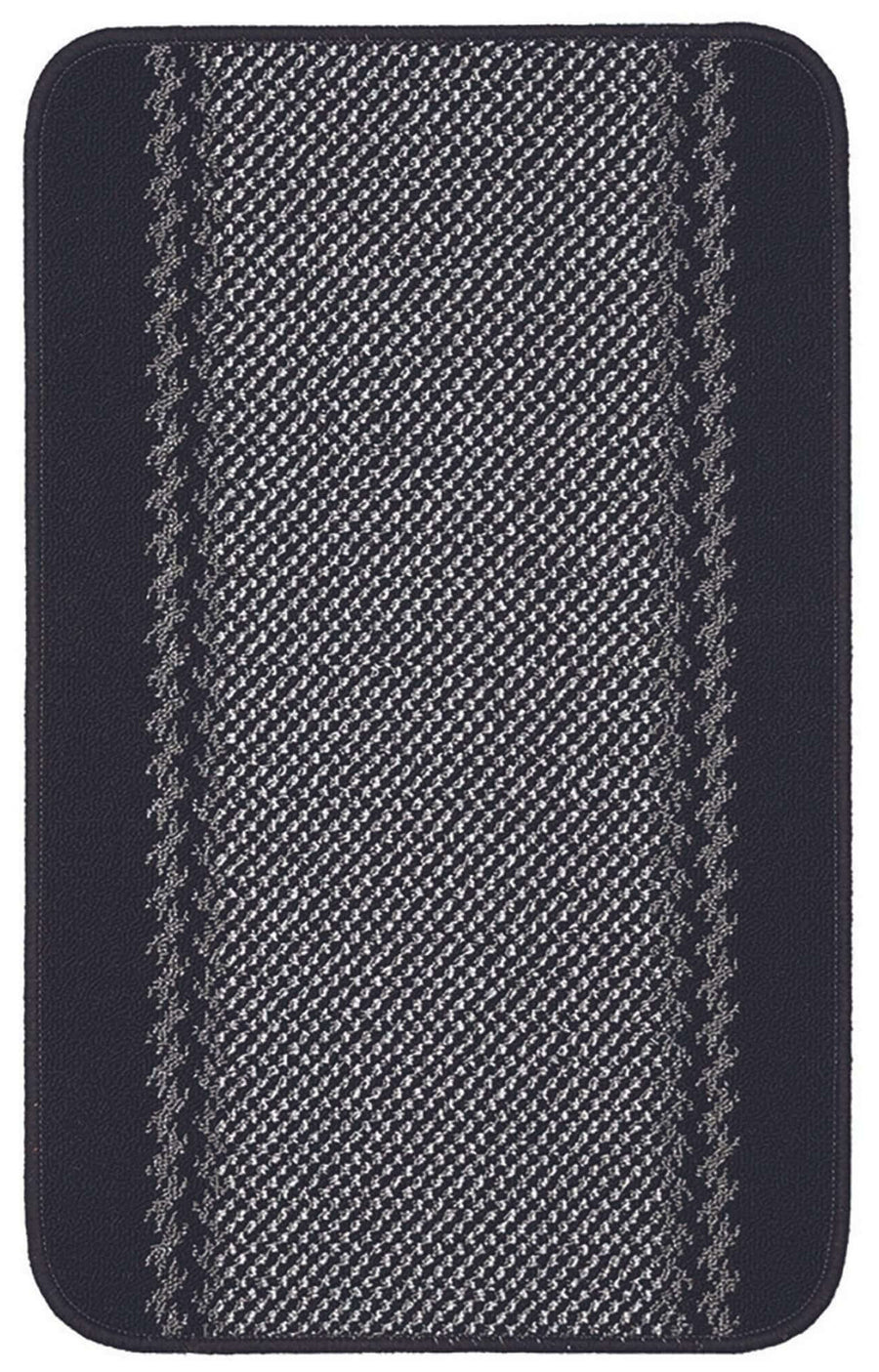 Machine Washable Designer Mats Bordered Line Design Black | The Rugs