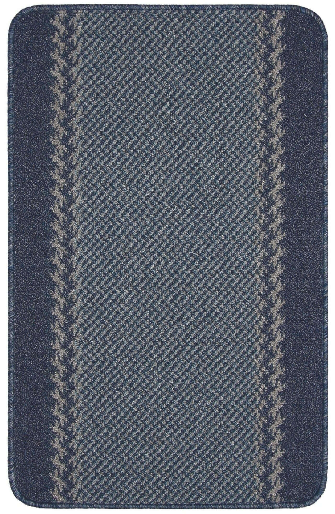 Machine Washable Blue Designer Mats | Bordered Line Design