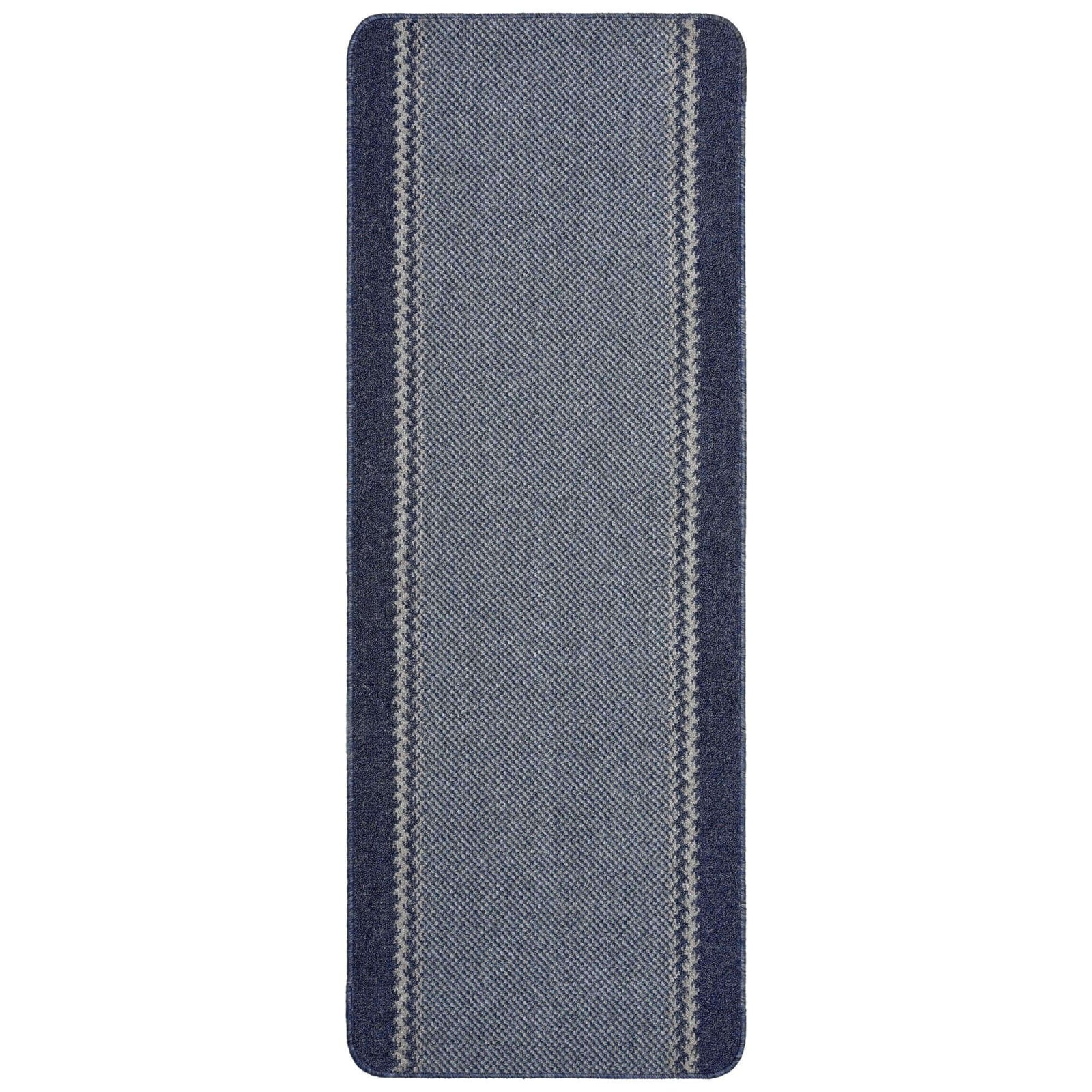 Machine Washable Blue Designer Mats | Bordered Line Design