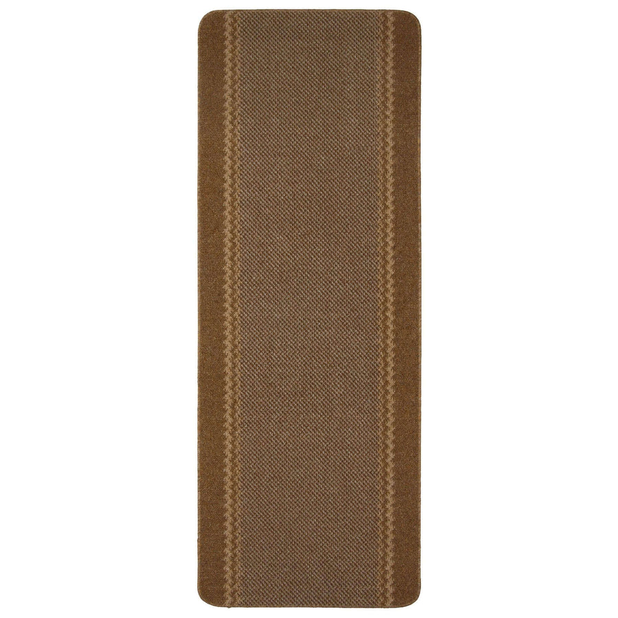 Machine Washable Design Mats Bordered Line Design Brown | The Rugs