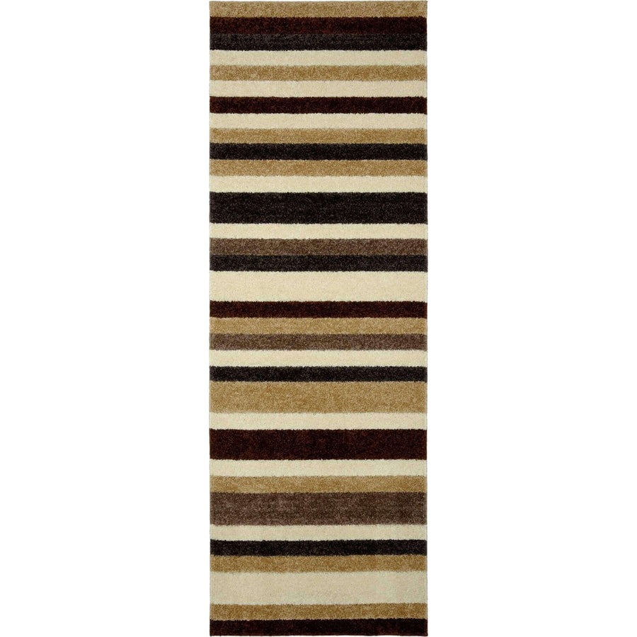 Machine Washable Stripe Design Rug in Beige | The Rugs