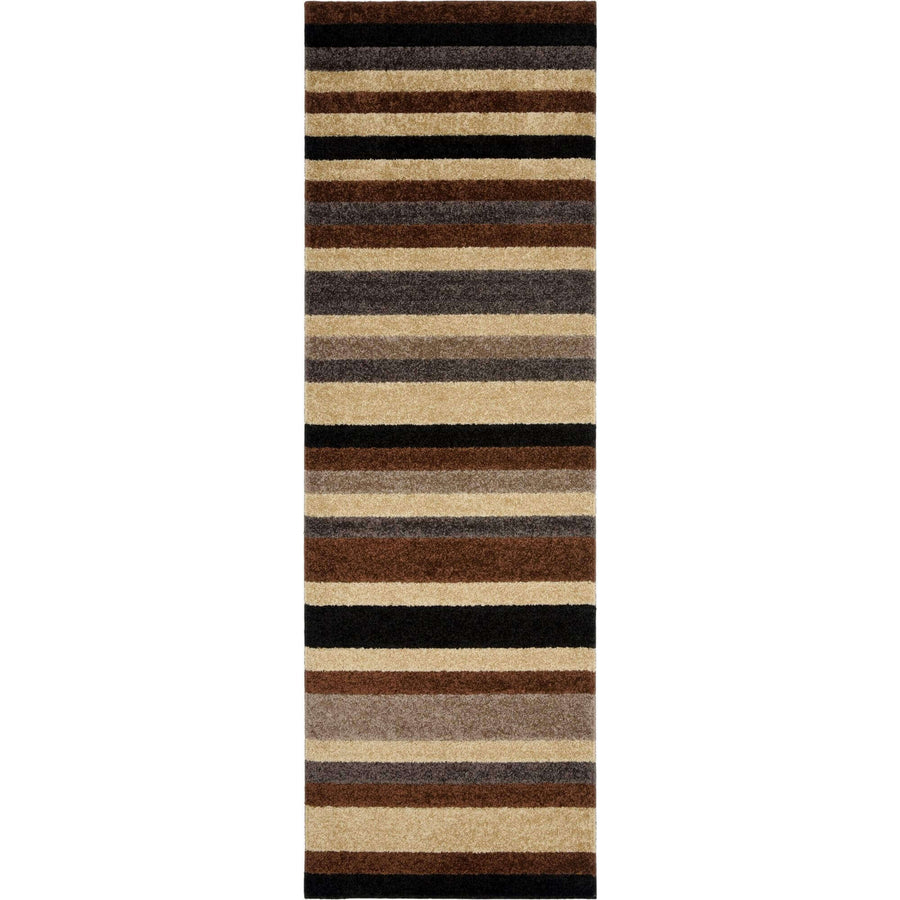 Machine Washable Stripe Design Rug in Caramel | The Rugs