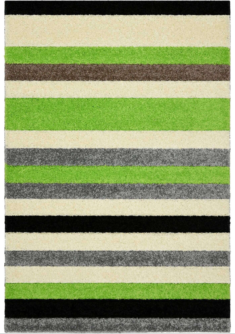 Machine Washable Stripe Design Rug in Green | The Rugs