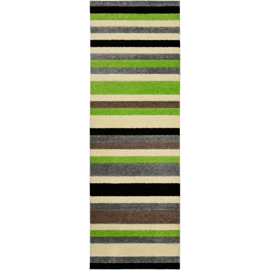 Machine Washable Stripe Design Rug in Green | The Rugs