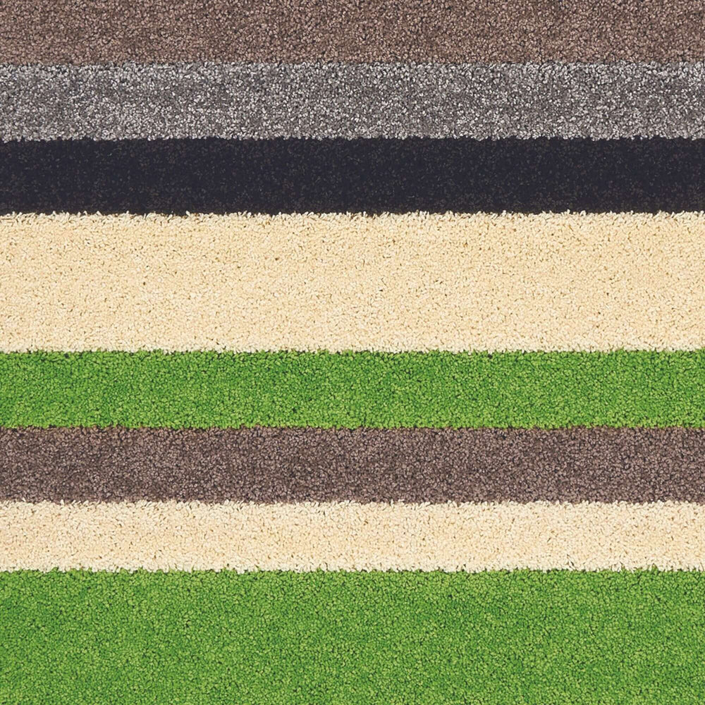 Machine Washable Stripe Design Rug in Green | The Rugs