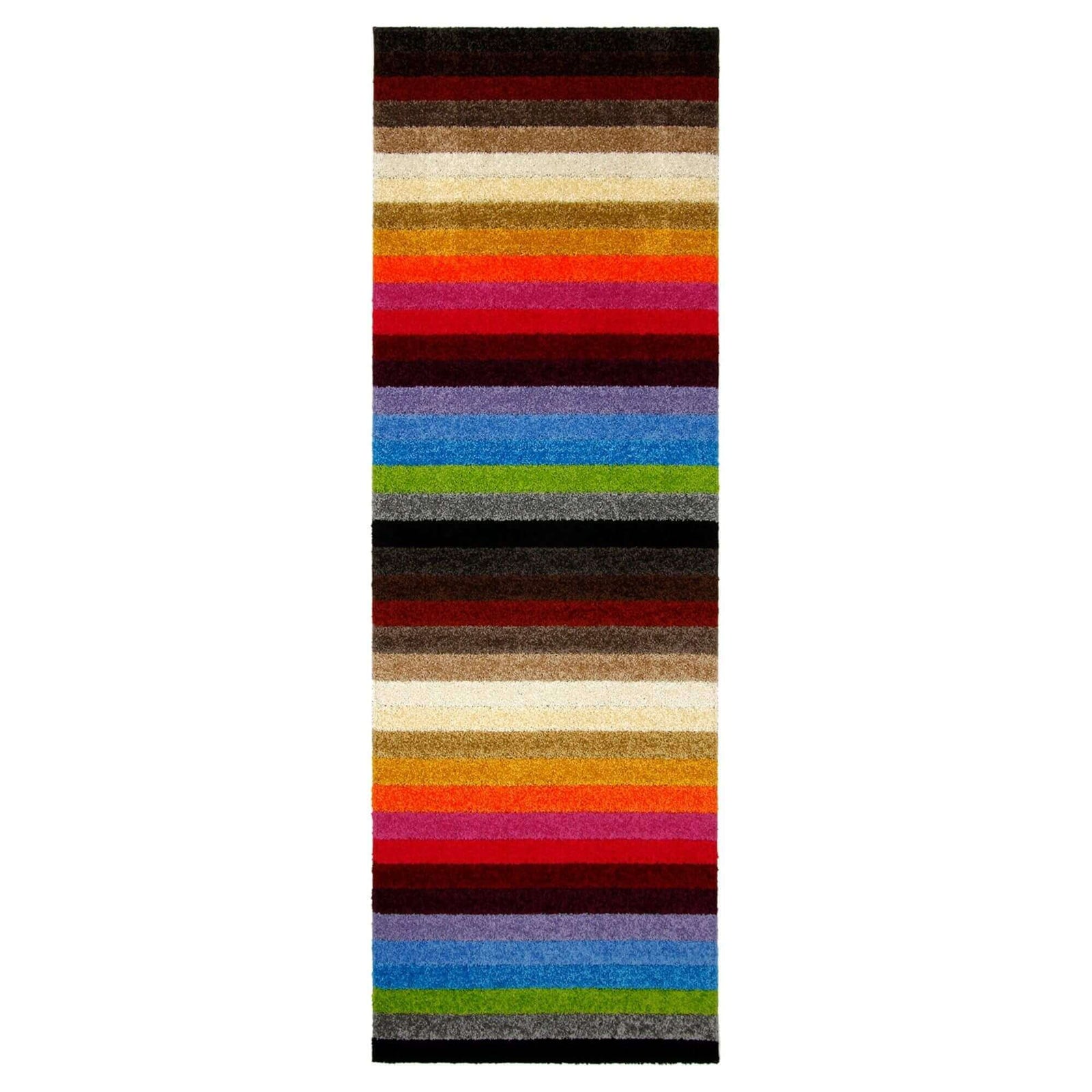 Machine Washable Stripe Design Mat Rug in Multicolour
