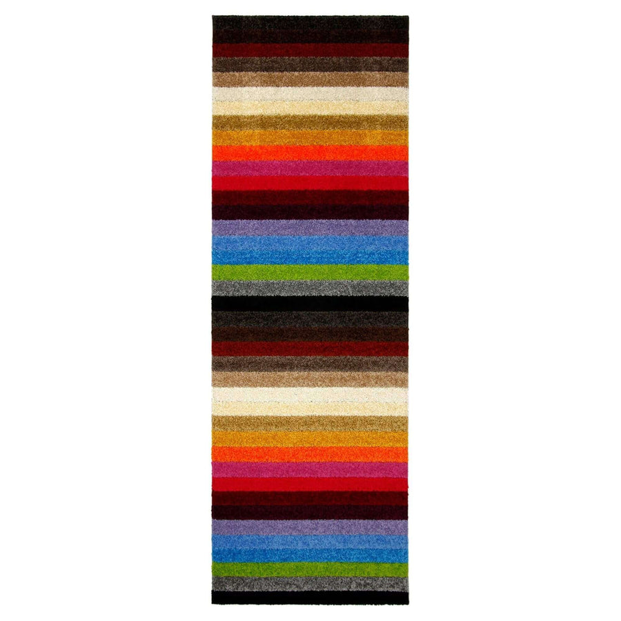 Machine Washable Stripe Design Mat &amp; Rug in Multicolour | The Rugs