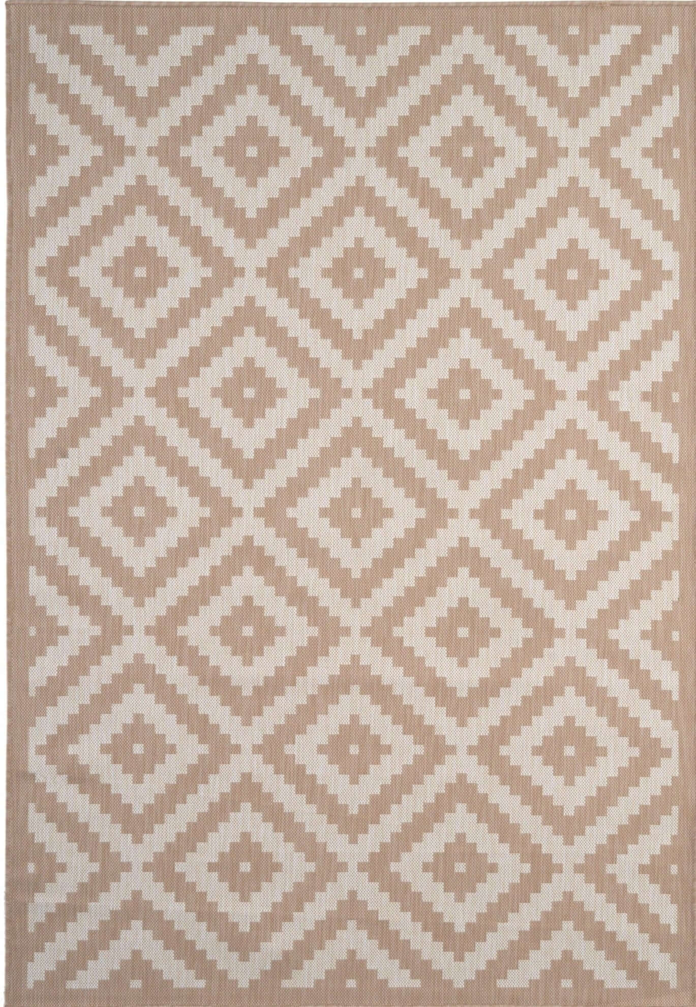 Outdoor Rug Diamond Design Beige and White | The Rugs