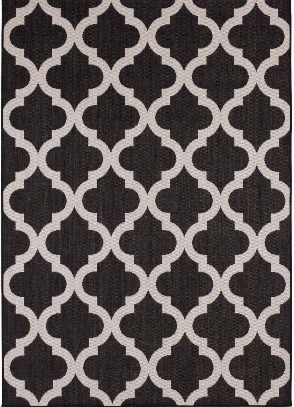 Black Trellis Design Outdoor Rug for Garden & Patio