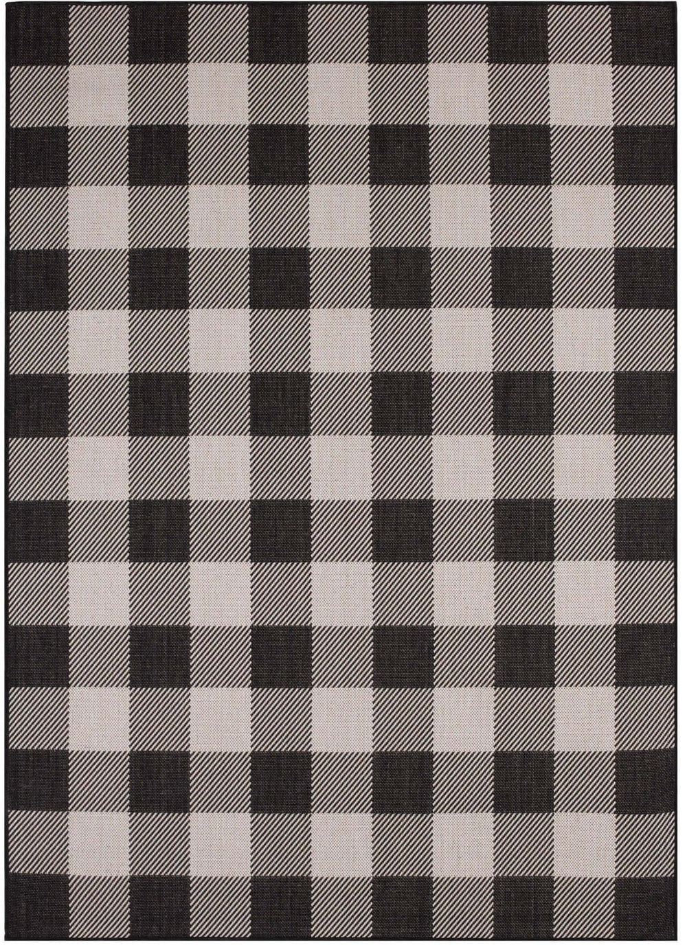 Black Checkered Outdoor Rug for Garden | The Rugs