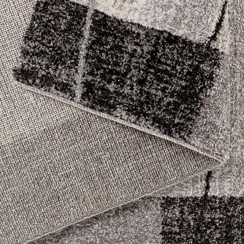 THE RUGS Soft Area Rug – Modern Luxury Fluffy Geometric Rug in Grey