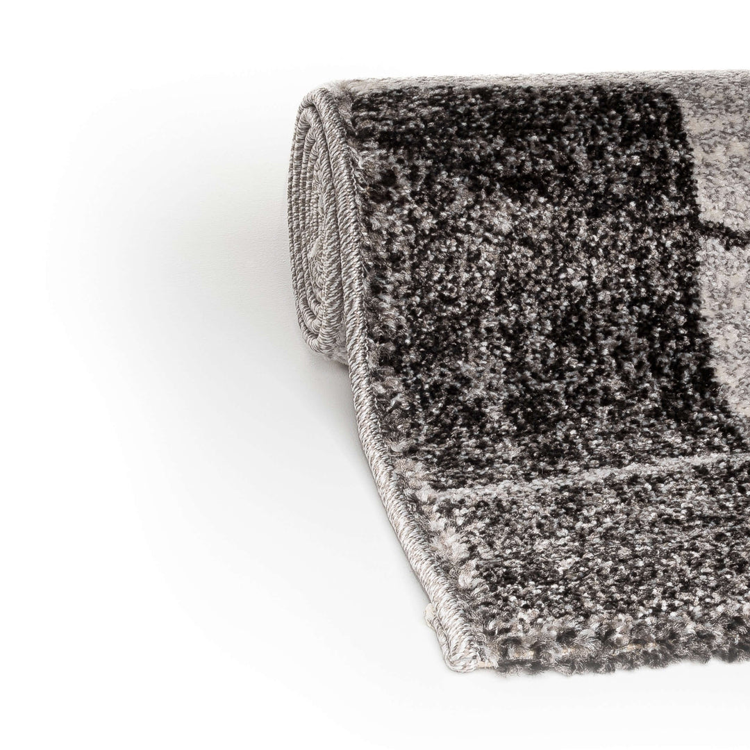 THE RUGS Soft Area Rug – Modern Luxury Fluffy Geometric Rug in Grey