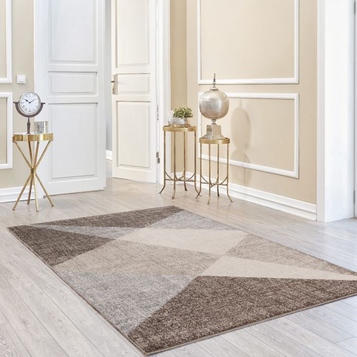 THE RUGS Soft Area Rug – Modern Luxury Fluffy Lines Rug in Beige