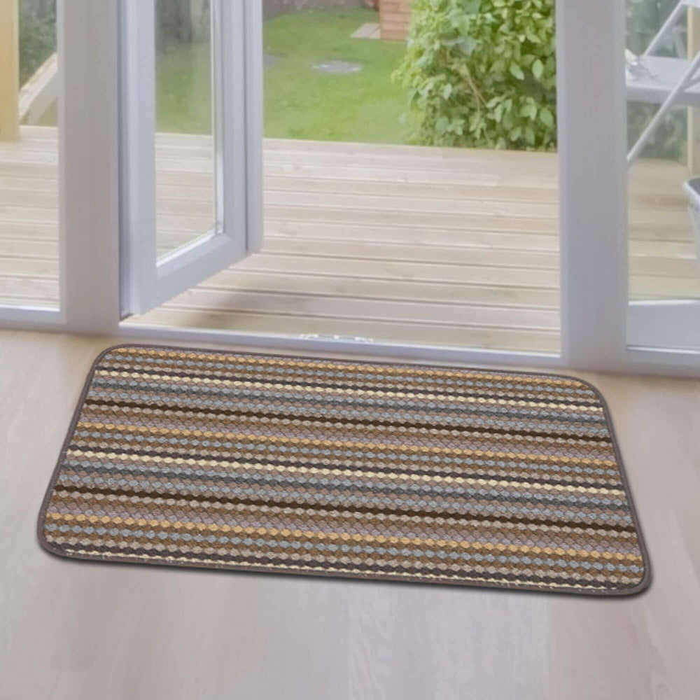 Washable Designer Mats Stripe Design in Multicolour