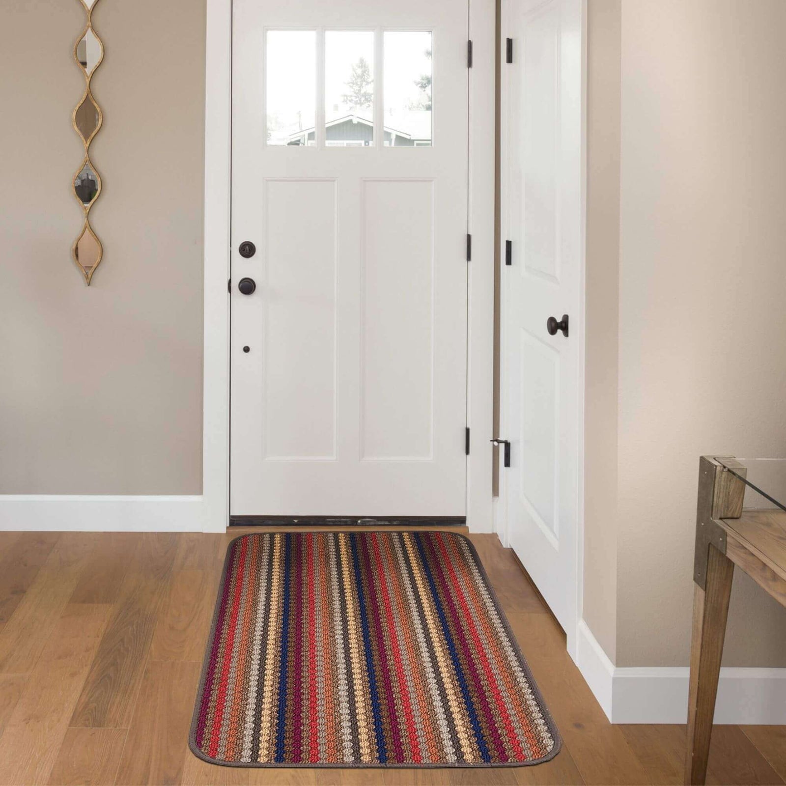 Washable Designer Mats Stripe Design in Multicolour