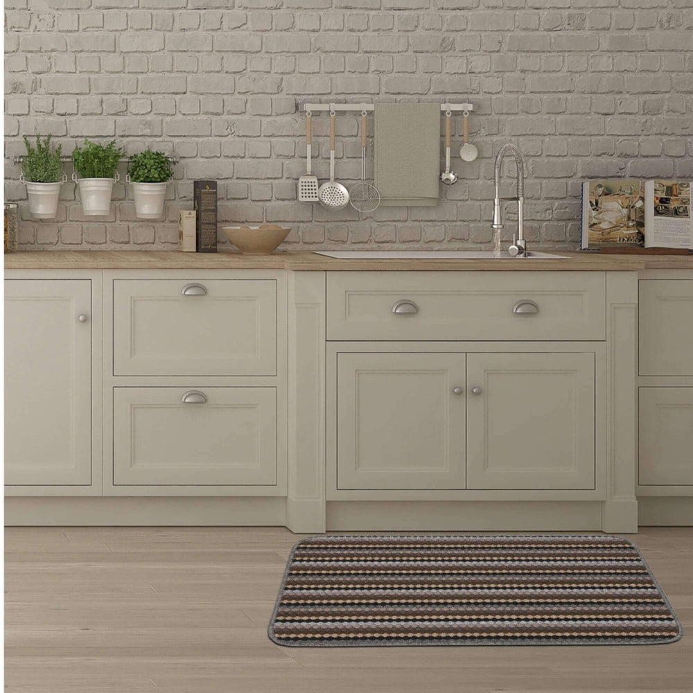 Washable Designer Mats Stripe Design in Multicolour