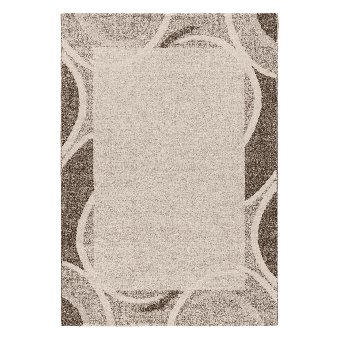 THE RUGS Soft Area Rug – Modern Luxury Fluffy Striped Rug in Beige & Cream