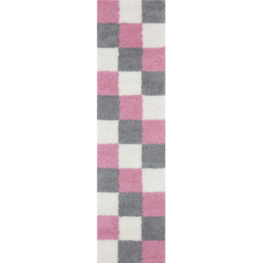 The Rugs Area Rug - Modern Luxury Shaggy Rug Geometric Pink