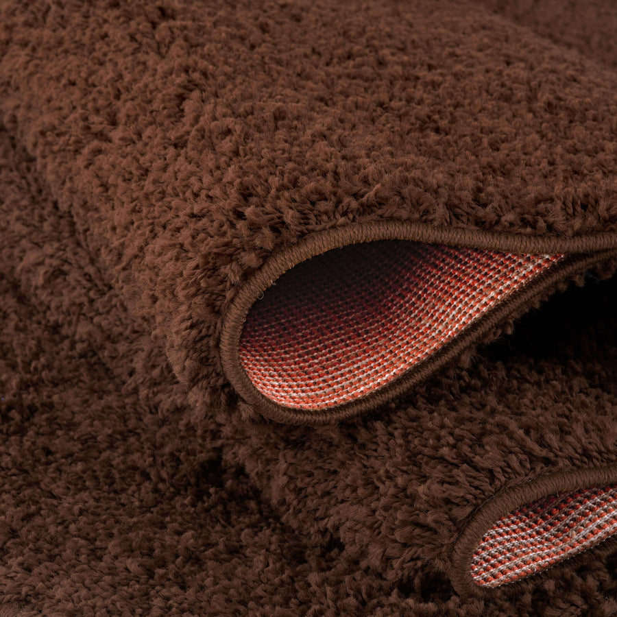 Premium Shaggy Rug Plain Brown Rectangle Shape | The Rugs