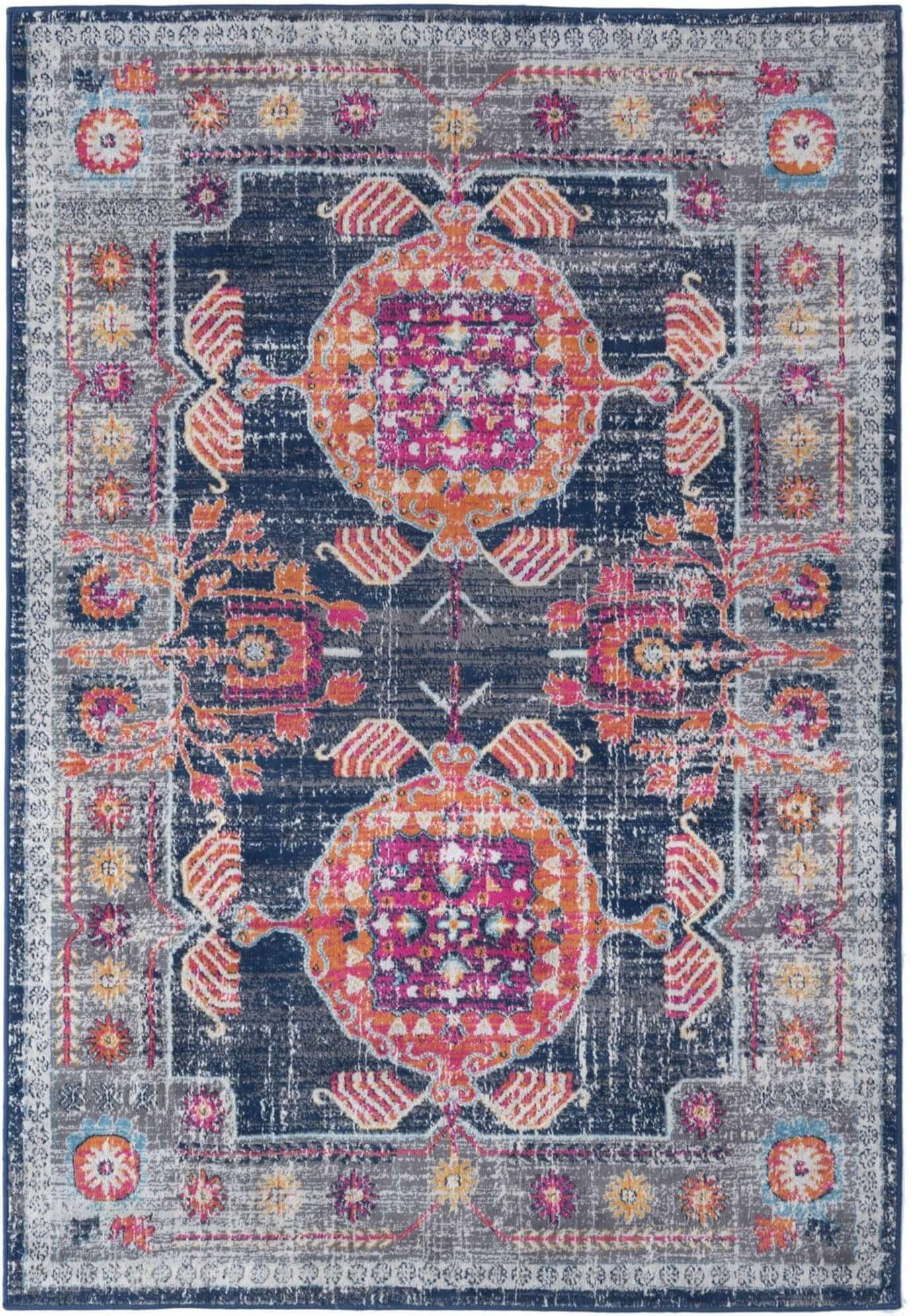 Multicolour Retro Rug Living Room Rug Vintage in Multicolour | The Rugs