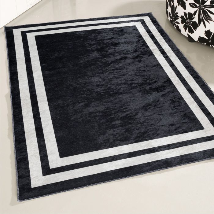 Caimas Collection Washable Rugs in Black | 2971B