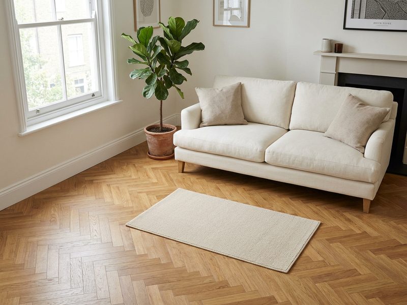 Small rug size shown in a room